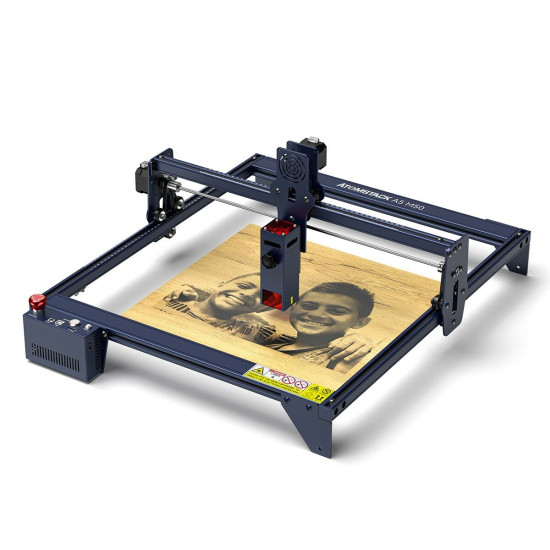  ATOMSTACK A5 M50 APP Control Dual-Laser Laser Engraving Cutting Machine Laser Engraver Cutter 5.5W Output Power Fixed-Focus 304 Mirror Stainless Steel Engraving DIY Laser Marking for Metal Wood Leather Vinyl