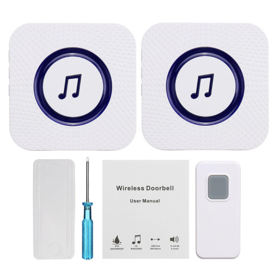 Wireless Chime Door Bell Waterproof 55 Ringtone 300M Range Alarm Doorbell IP55 - AU Plug