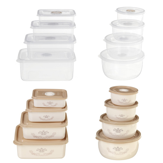 Bakeey 4 PCS Storage Box Miscellaneous Grain Storage Plastic Sealed Box Refrigerator Freshness Box - Circular Transparent