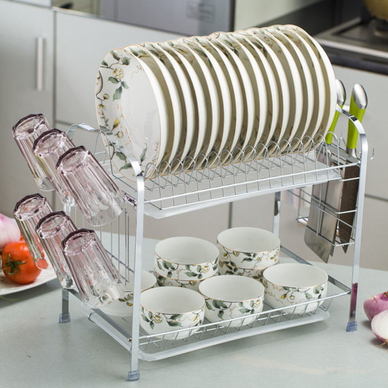 Double-layer Shelf Drained Shelf Tableware Shelf Dish Drying Rack Organizer - Type 1