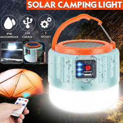 Remote Control Solar LED Camping Lantern USB Rechargeable Light Bulb Tent Light Solar Bulb Light - With Remote Controller