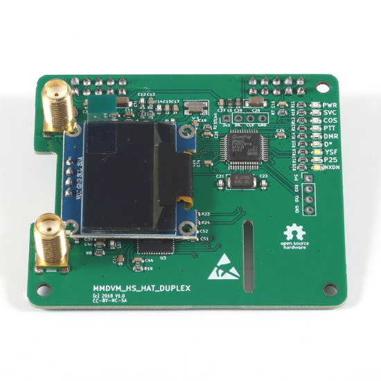 MMDVM_HS_Dual_Hat MMDVM Duplex RX TX UHF VHF Hotspot Board + Antenna + OLED Support P25 DMR YSF NXDN for Raspberry pi - with USB