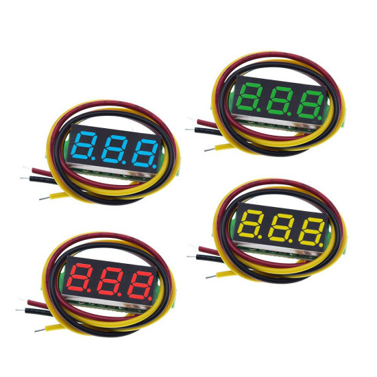 0.28 inch 3-wire Digital DC Voltmeter Head Digital Display Adjustable Three-wire DC0-100V Battery Voltmeter - Blue