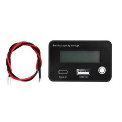 DC8-30V USB Type-C Lead Acid Lithium Battery Charge Capacity Indicator Car Motorcycle Digital Voltmeter Voltage Tester Meter Too - Green