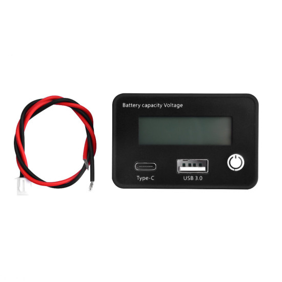 DC8-30V USB Type-C Lead Acid Lithium Battery Charge Capacity Indicator Car Motorcycle Digital Voltmeter Voltage Tester Meter Too - Green