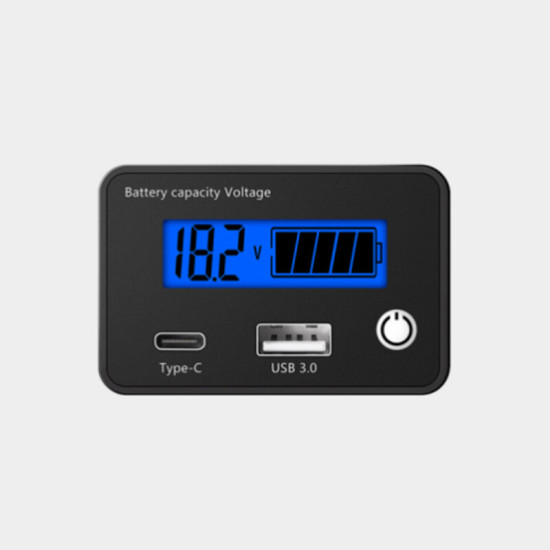 DC8-30V USB Type-C Lead Acid Lithium Battery Charge Capacity Indicator Car Motorcycle Digital Voltmeter Voltage Tester Meter Too - Green