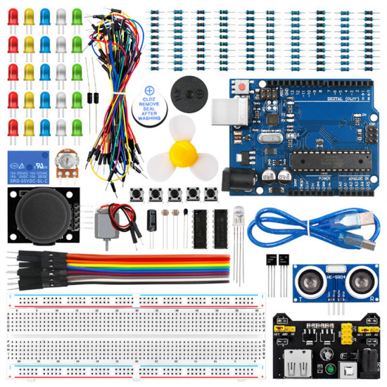 UNOR3 Development Board 830-hole Breadboard Improved Learning Starter Kit or DIY Robot Programming