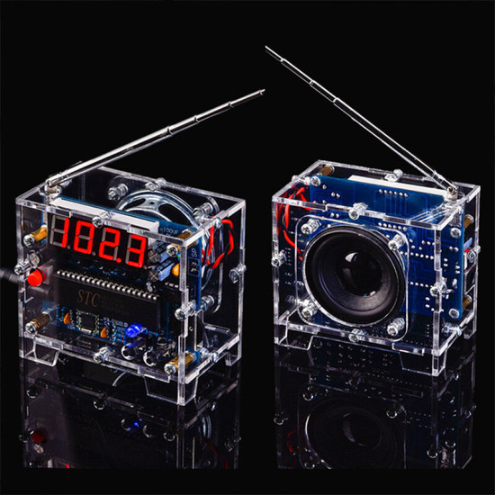 TEA5767 FM Radio DIY Kit 87MHz-108MHz Digital Display Receiver with 5W 8ohm Speaker Antenna Electronic DIY Soldering Kit