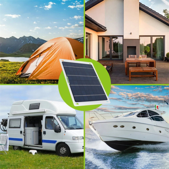 27×22CM Monocrystalline 10W Portable Solar Panel for Car Travel Boat Solar Battery Charger RV Accessories with Dual USB