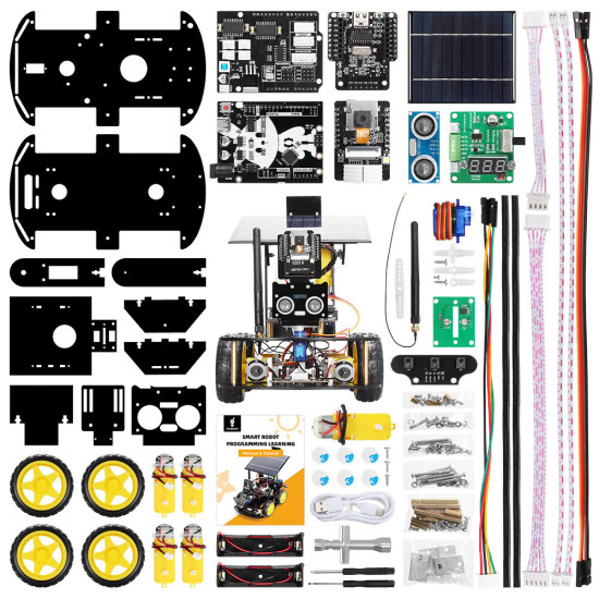 Solar ESP32-32 Camera Programming Education Robot Car IoT Ultrasonic Intelligent Programming Robot