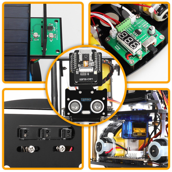 Solar ESP32-32 Camera Programming Education Robot Car IoT Ultrasonic Intelligent Programming Robot