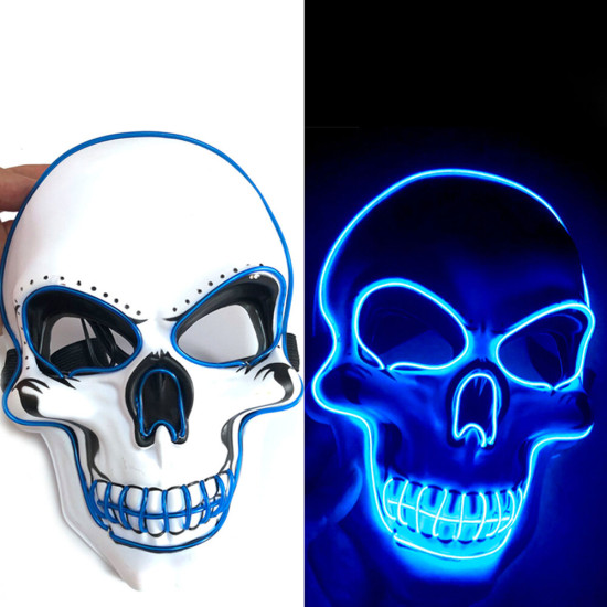 Halloween Skeleton Mask LED Scary EL-Wire Mask Light Up Festival Cosplay Costume Supplies Party Mask - Orange