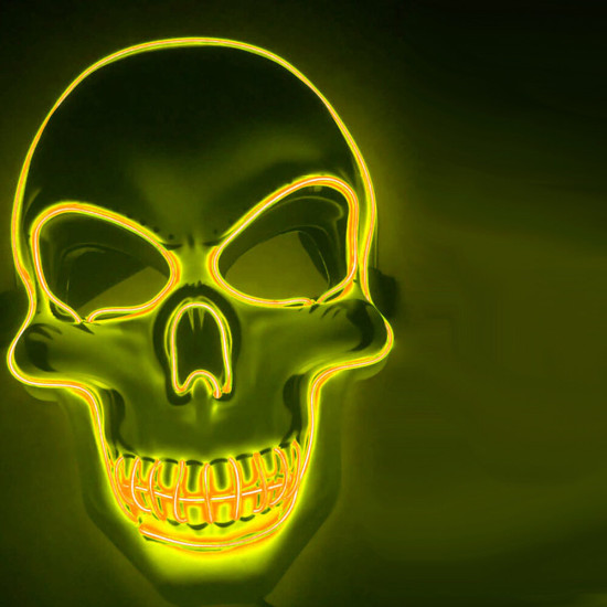 Halloween Skeleton Mask LED Scary EL-Wire Mask Light Up Festival Cosplay Costume Supplies Party Mask - Orange
