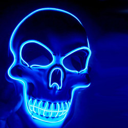 Halloween Skeleton Mask LED Scary EL-Wire Mask Light Up Festival Cosplay Costume Supplies Party Mask - Orange