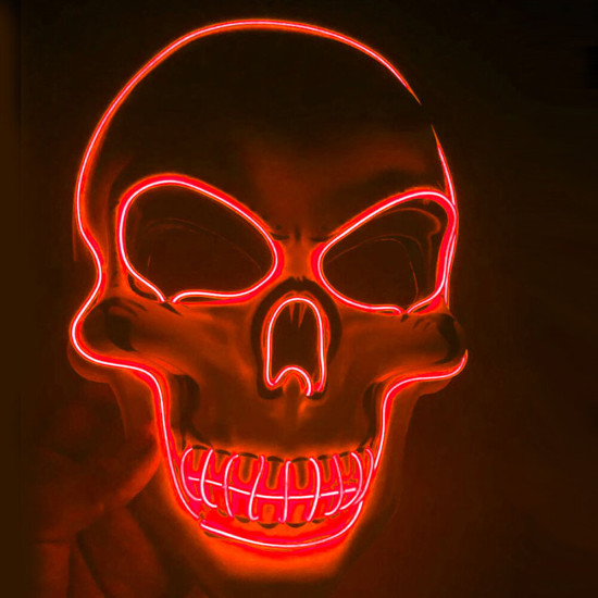 Halloween Skeleton Mask LED Scary EL-Wire Mask Light Up Festival Cosplay Costume Supplies Party Mask - Orange
