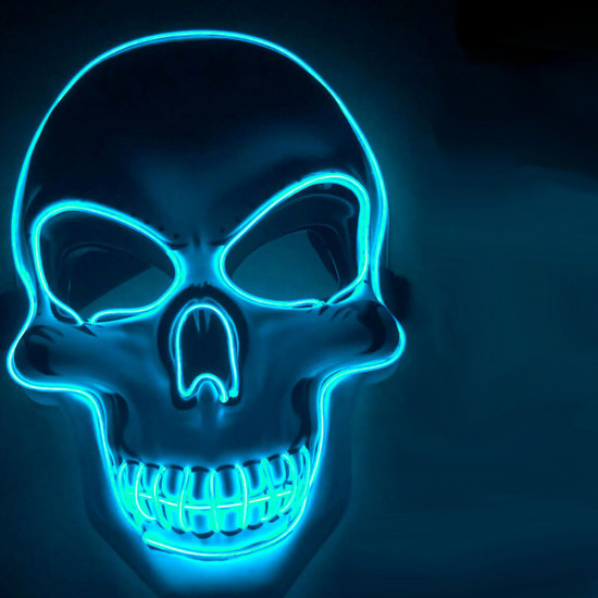 Halloween Skeleton Mask LED Scary EL-Wire Mask Light Up Festival Cosplay Costume Supplies Party Mask - Orange