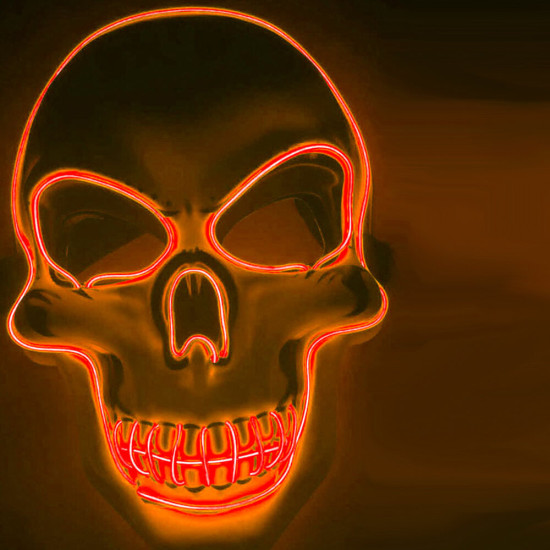 Halloween Skeleton Mask LED Scary EL-Wire Mask Light Up Festival Cosplay Costume Supplies Party Mask - Orange