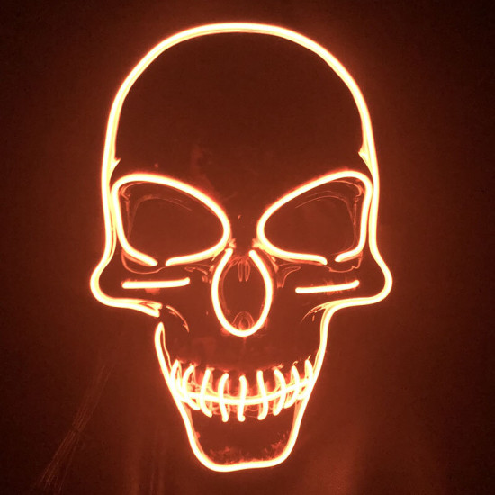 Halloween LED Mask Skull Glowing Mask Cold Light Mask Party EL Mask Light Up Masks Glow In Dark - Orange