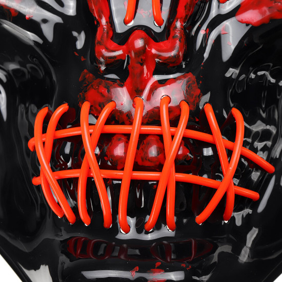 Halloween LED Mask Fluorescent Glowing Mask Cold Light Mask Party EL Mask Light Up Masks Glow In Dark -  Red