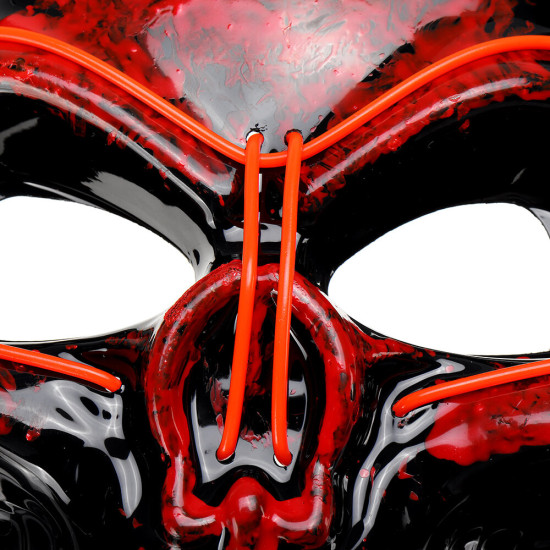 Halloween LED Mask Fluorescent Glowing Mask Cold Light Mask Party EL Mask Light Up Masks Glow In Dark -  Red