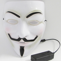 EL Wire 10 Colors Optional Glowing Mask for VENDETTA Halloween Cosplay Party Mask - Orange