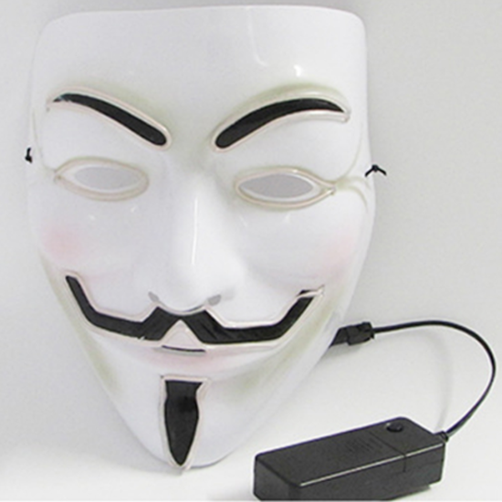 EL Wire 10 Colors Optional Glowing Mask for VENDETTA Halloween Cosplay Party Mask - Orange