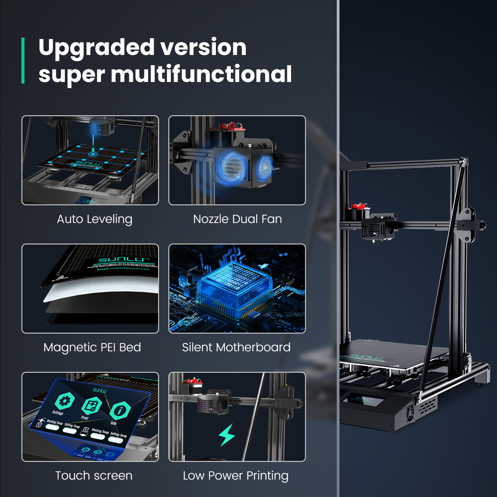 Sunlu S9 Plus Large Size FDM 3D Printer with FilaDryer S1 up to 310*310*400mm Printing Size Auto-leveling