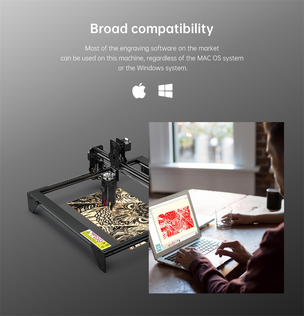 ATOMSTACK A5 M40 Laser Engraving Machine Wood Cutting Upgraded Design Desktop DIY Laser Engraver Design Support For Windows/MAC Ultra-Fine Laser Focal Area
