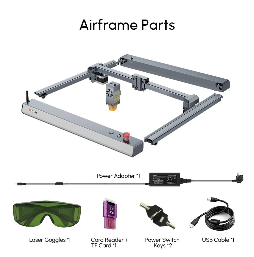 ORTUR Laser Master 3 LU2-10A Laser Engraver 10W Output Power 0.05 * 0.1mm Compressed Spot Laser Cutting Machine Add App Offline Control High Power Laser Engraver for Wood and Metal