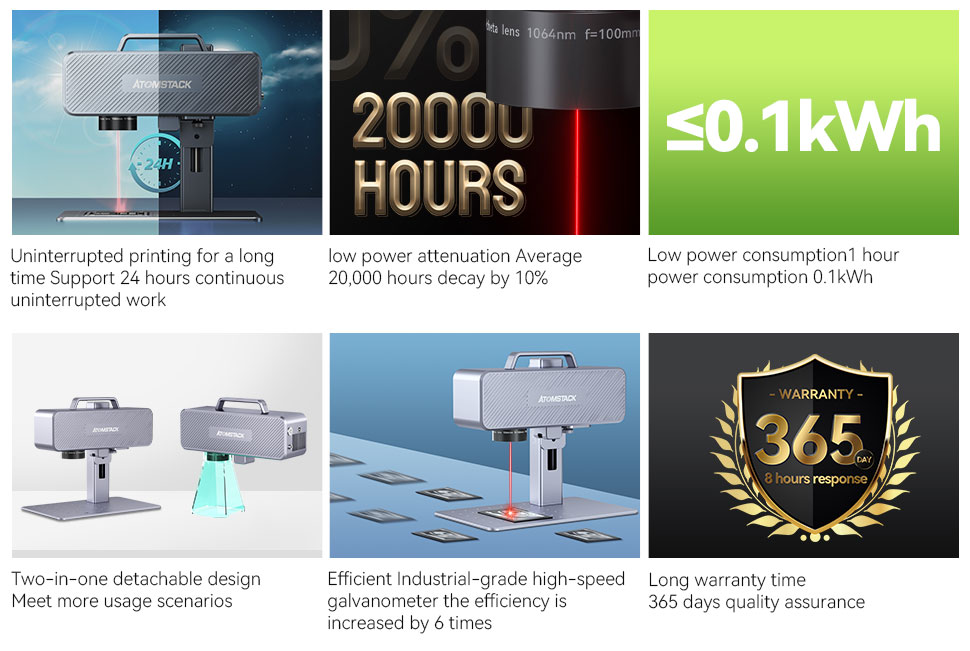 ATOMSTACK M4 Fiber Laser Engraver 12000mm/S Ultra-fast Marking Speed Portable Desktop/Handheld 2-in-1 High-Precision Industrial Grade Marking Machine