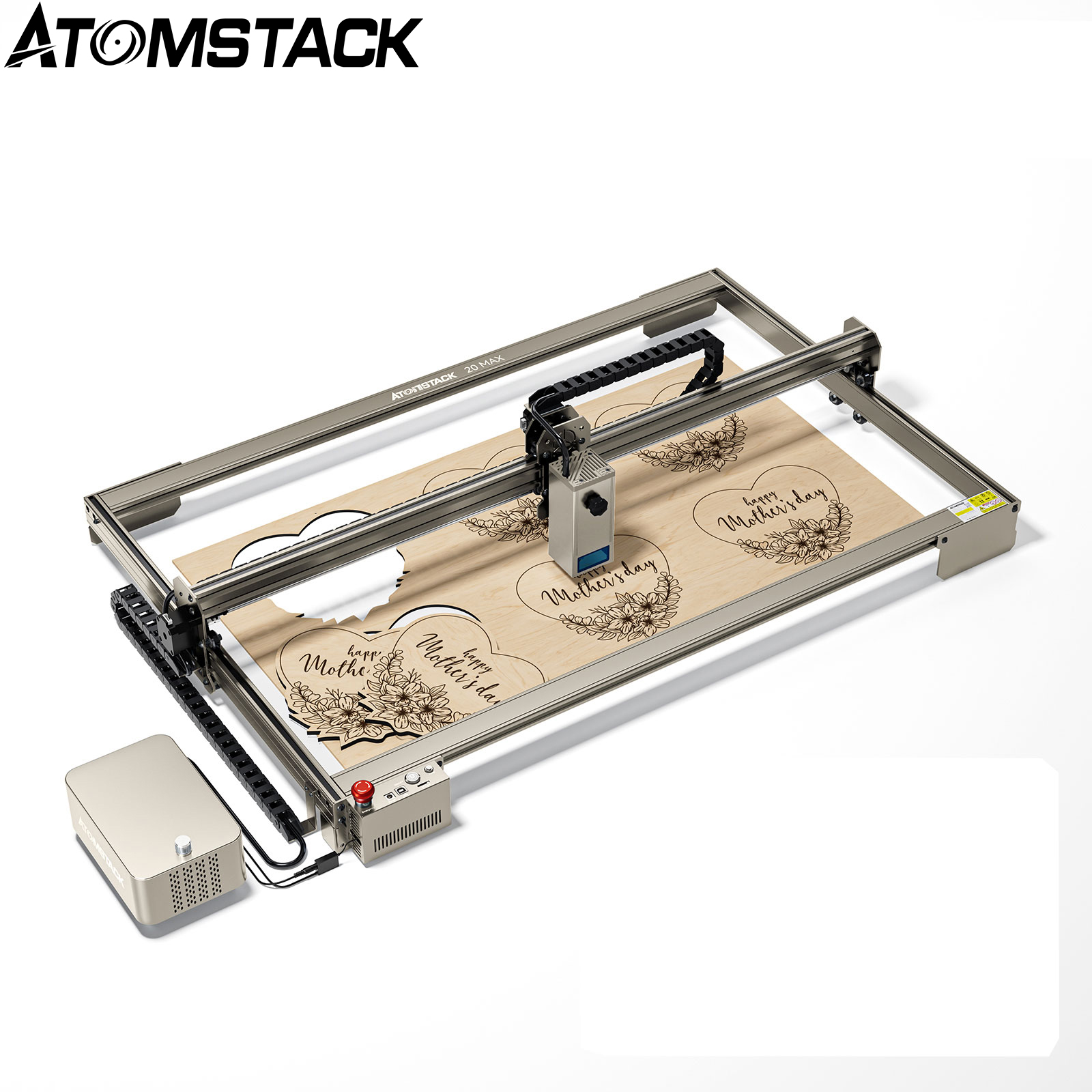 ATOMSTACK S20 Max 130W Laser Engraving Cutting Machine Dual Air Assist Tank Chain 20W CNC App Offline Metal Engraver 850*400mm