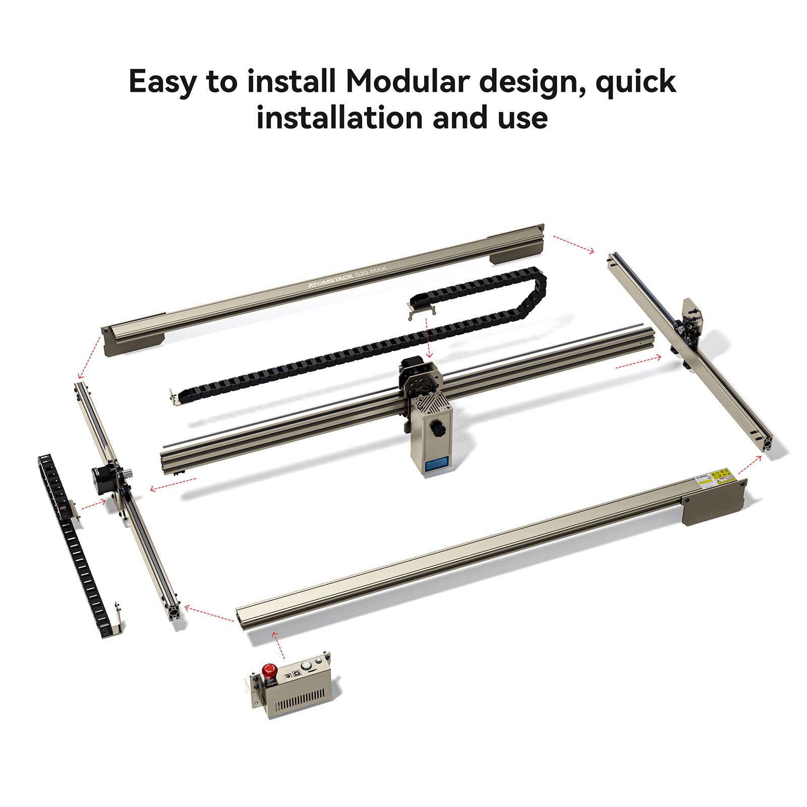 ATOMSTACK S20 Max 130W Laser Engraving Cutting Machine Dual Air Assist Tank Chain 20W CNC App Offline Metal Engraver 850*400mm