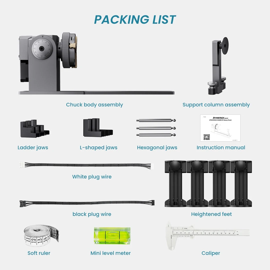 Atomstack R1 Multi-function Chuck Rotary for Laser Engraver