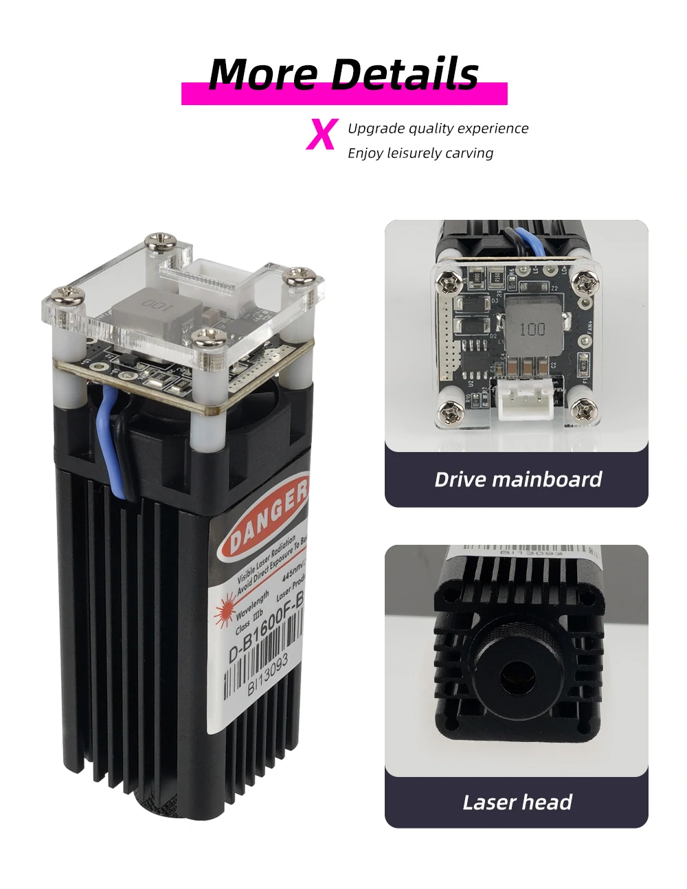 Kingroon 24V 445nm Laser Engraving Module Head Blue Violet Light Adjustable Laser Head for 3d Printer Part Cutting Machine