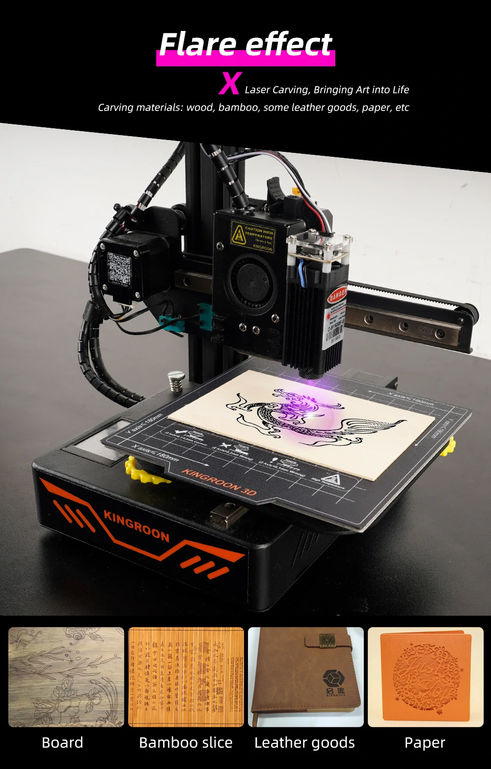 Kingroon 24V 445nm Laser Engraving Module Head Blue Violet Light Adjustable Laser Head for 3d Printer Part Cutting Machine