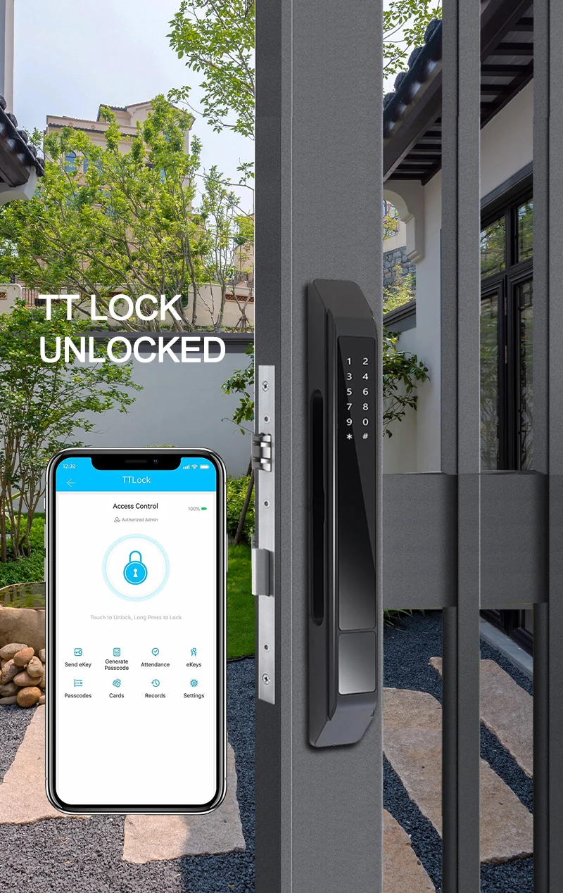 WF-021D Fully Automatic Unlocked Home Apartment Office Smart Fingerprint Digital Aluminum Door Lock Hidden Fingerprint Design