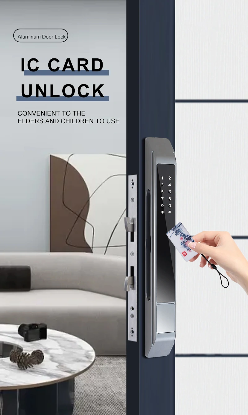 WF-021D Fully Automatic Unlocked Home Apartment Office Smart Fingerprint Digital Aluminum Door Lock Hidden Fingerprint Design