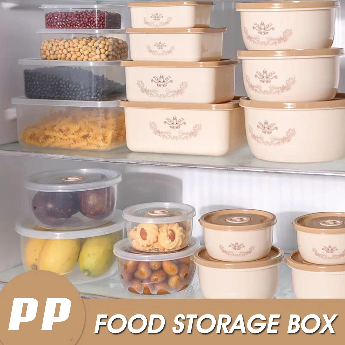 Bakeey 4 PCS Storage Box Miscellaneous Grain Storage Plastic Sealed Box Refrigerator Freshness Box