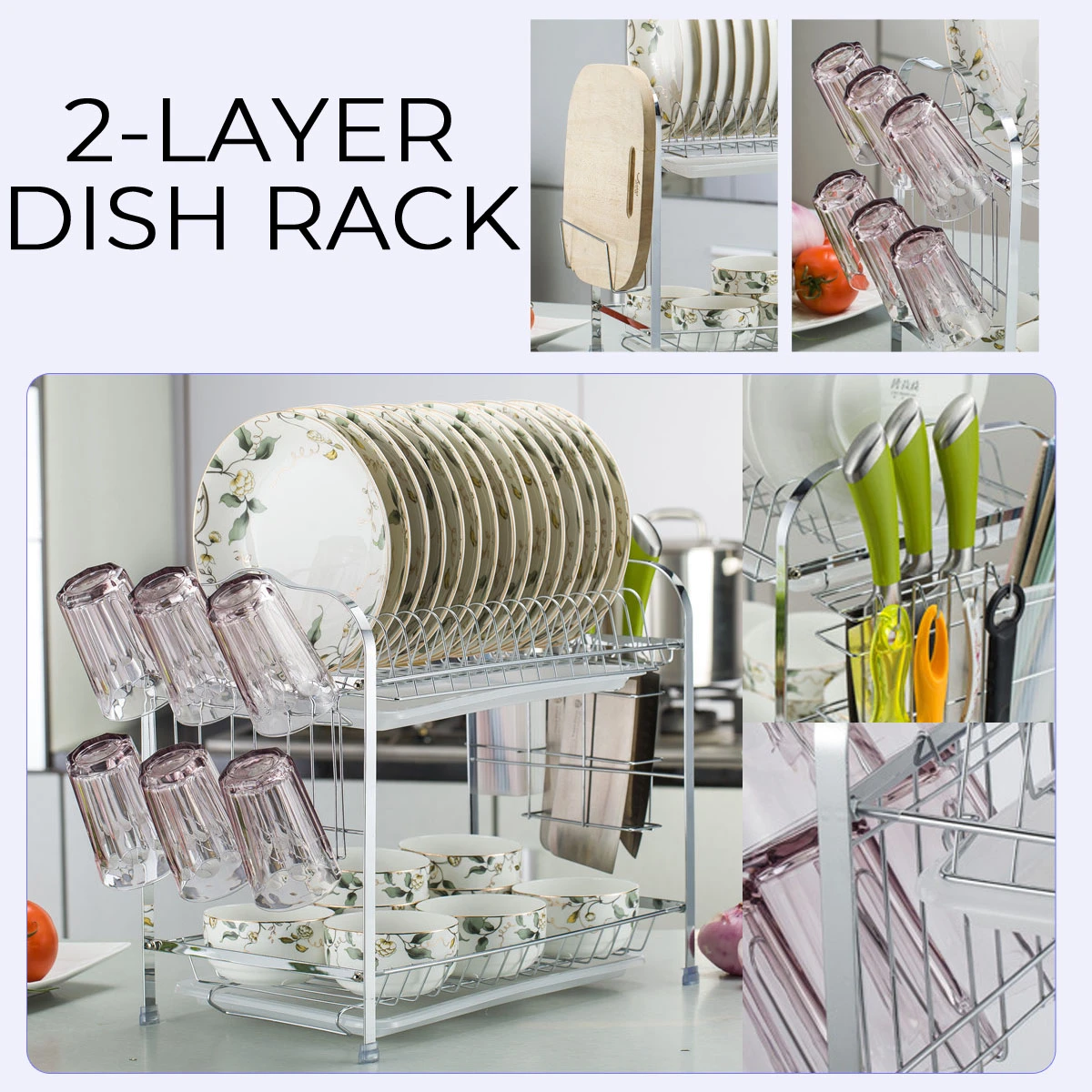Double-layer Shelf Drained Shelf Tableware Shelf Dish Drying Rack Organizer