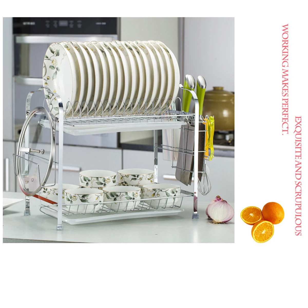 Double-layer Shelf Drained Shelf Tableware Shelf Dish Drying Rack Organizer