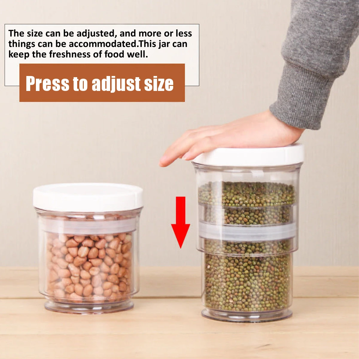 Press Cereal Vacuum Storage Box Tank Kitchen Food Grain Container Dispenser