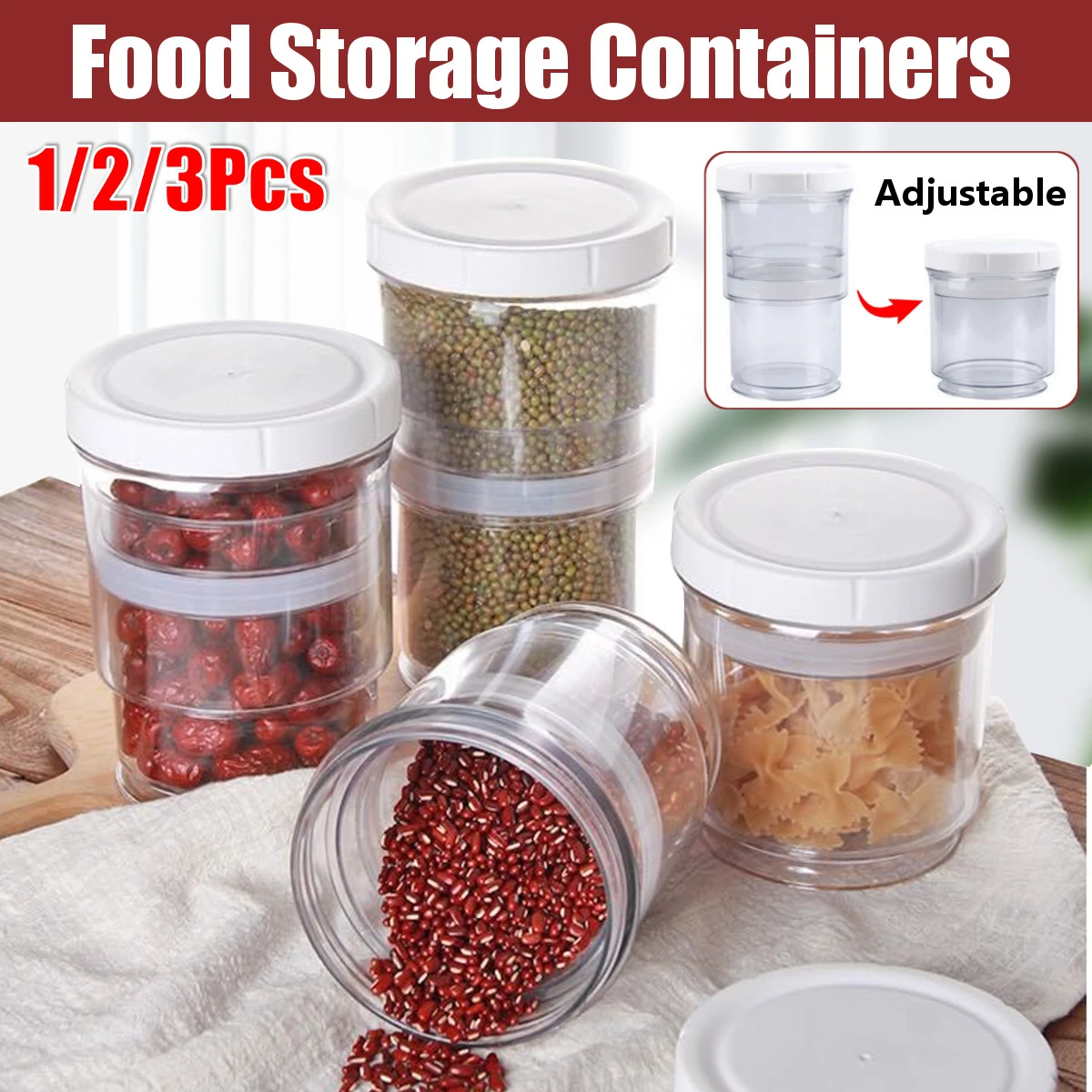 Press Cereal Vacuum Storage Box Tank Kitchen Food Grain Container Dispenser