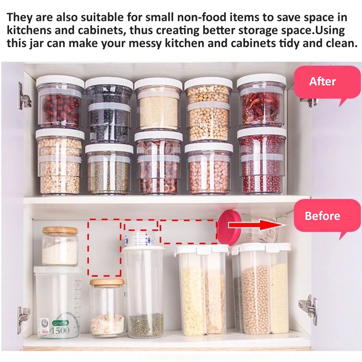 Press Cereal Vacuum Storage Box Tank Kitchen Food Grain Container Dispenser