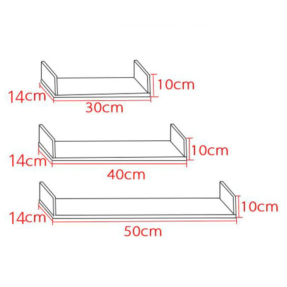U Shape Wall Mounted Storage Shelves Room Display Floating Shelf Units MDF Wood