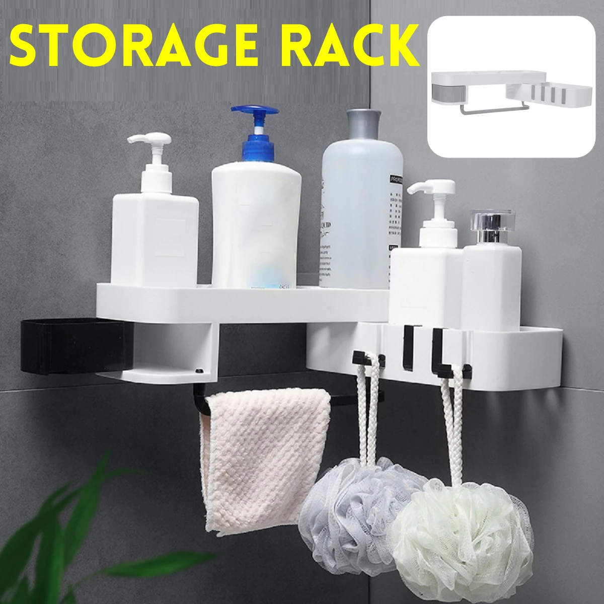 Bakeey Kitchen Storage Hollow Drain Toilet Storage Rack Bathroom Rack Seamless Rotating Shelf Wash Rack 180° Rotatable ABS