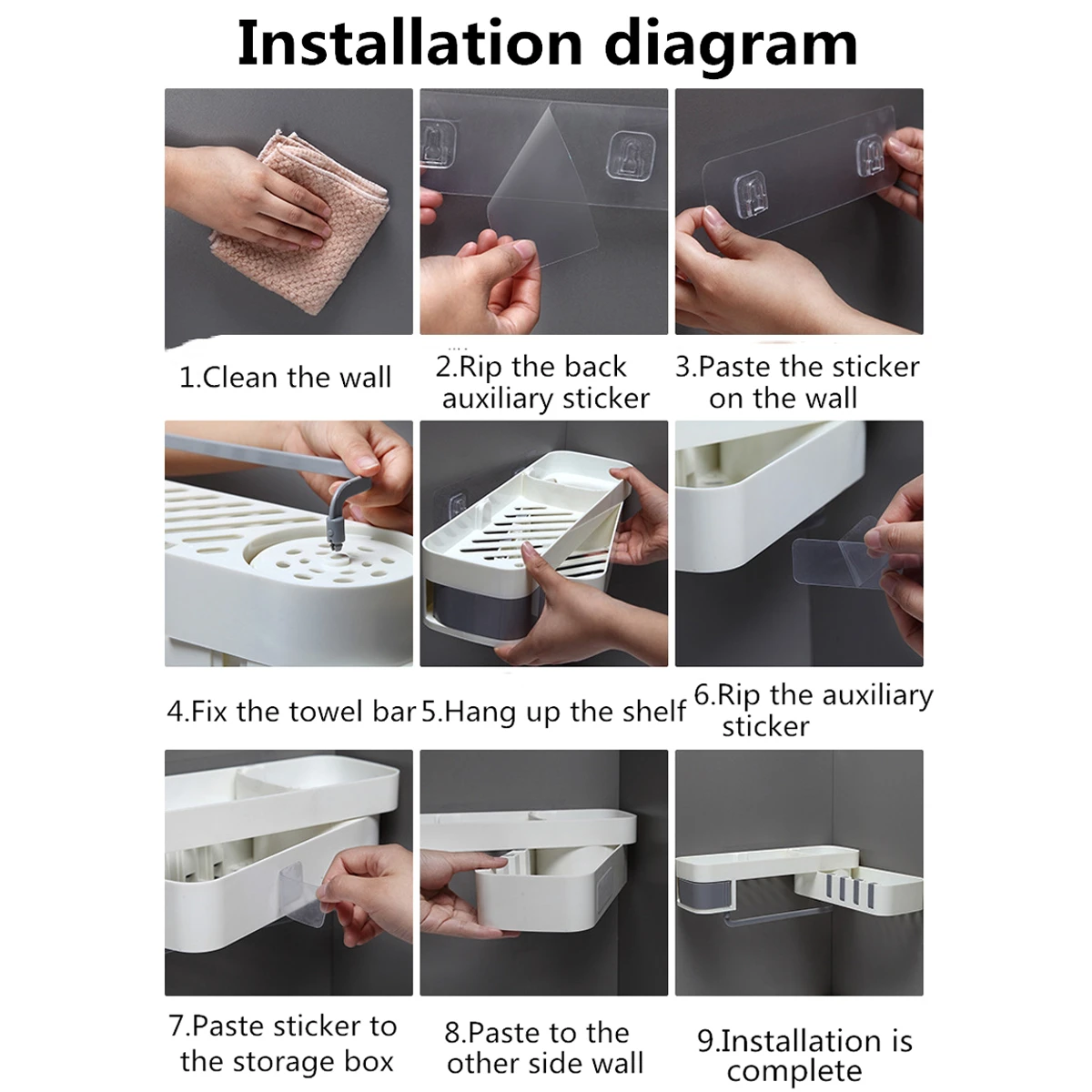 Bakeey Kitchen Storage Hollow Drain Toilet Storage Rack Bathroom Rack Seamless Rotating Shelf Wash Rack 180° Rotatable ABS