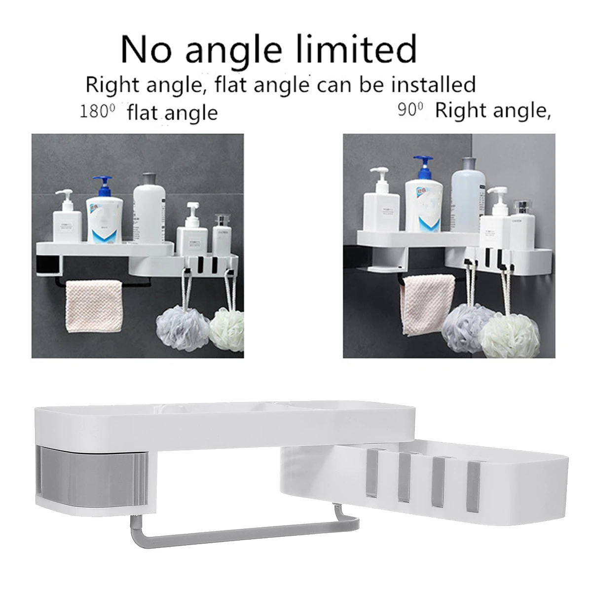 Bakeey Kitchen Storage Hollow Drain Toilet Storage Rack Bathroom Rack Seamless Rotating Shelf Wash Rack 180° Rotatable ABS