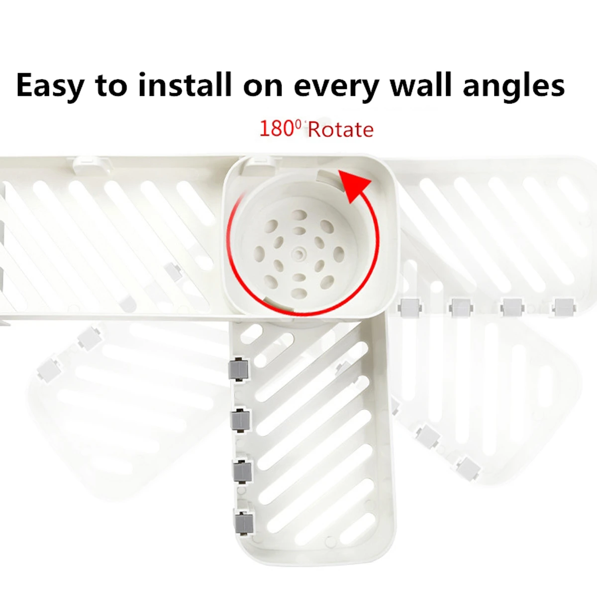 Bakeey Kitchen Storage Hollow Drain Toilet Storage Rack Bathroom Rack Seamless Rotating Shelf Wash Rack 180° Rotatable ABS