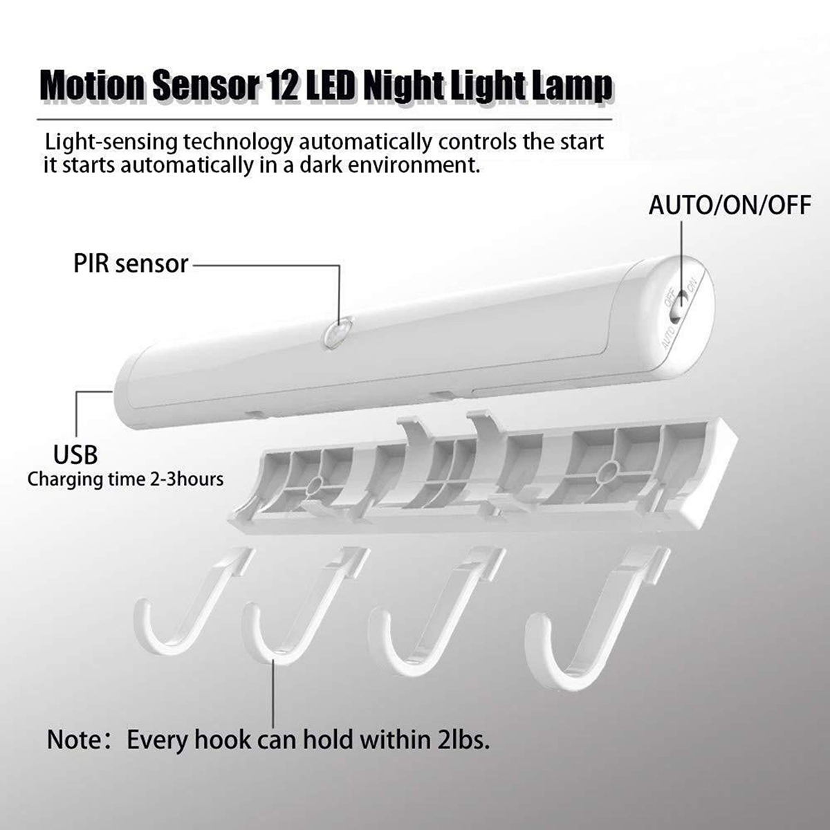 Bakeey Intelligent Human Induction 12 LED USB Charging Night Light Lamp