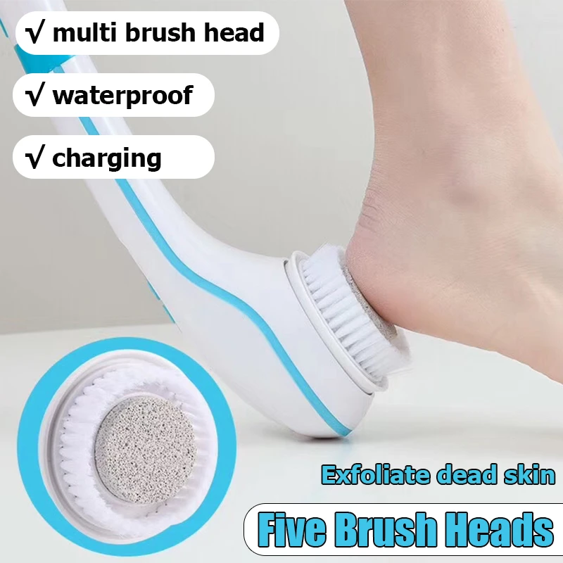 Bakeey Waterproof Electric Massage Bath Brush Bath Brush Multifunctional Long-handled Back Rubbing Bath Face Wash Artifact